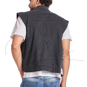 เสื้อกั๊กยีนส์แขนกุดลำลองขายดีสำหรับผู้ชาย และเสื้อแจ็คเก็ตยีนส์แขนกุดสีพื้นระบายอากาศได้ดี - Product Image 2