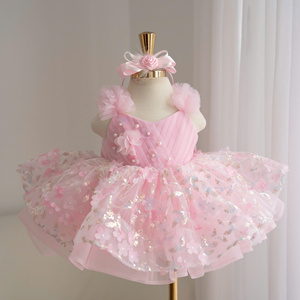 Robe de Soirée Princesse Scintillante en Tulle à Épaules Bouffantes pour Filles, Rose et Jaune, Vente en Gros, Fabricant Nhung Nguyen OEM - Product Image 1