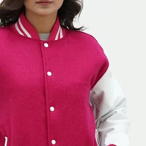 Chaqueta Varsity Personalizada para Mujer, Chaqueta de Béisbol con Mangas de Cuero y Lana Premium, Ropa Urbana, Servicio de Muestras de Fábrica OEM ODM - Product Image 6