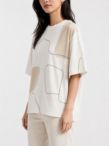 T-shirts amples respirants pour femmes en polyester/coton tricoté, coupe décontractée, logo personnalisé imprimé, séchage rapide, vente en gros - Product Image 3