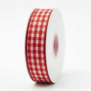 Ruban gros-grain à carreaux rouges et blancs de 15 mm de Neelkamal Industries, vente en gros pour la décoration de pique-niques, l'emballage de cadeaux et les nœuds pour cheveux - Product Image 2