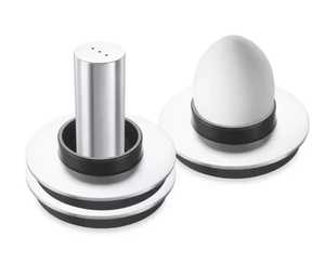 Stainless Steel <b>Salt</b> <b>Shaker</b> and Egg Cup Set with Disc Base Modern Breakfast Tableware Metal Seasoning Pot Kitchen Serving Tool - Product Image 1