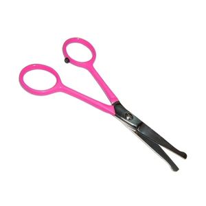 กรรไกรตัดขนจมูกด้ามพลาสติกสีชมพู ปลายโค้งมน ปลอดภัย ทำจากสแตนเลส เครื่องตัดขนบนใบหน้า อุปกรณ์ดูแลส่วนบุคคลสำหรับผู้หญิง - Product Image 4