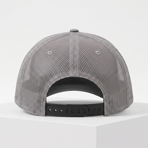 Gorra unisex de malla con cierre a presión, 6 paneles, ajustable, transpirable, estilo casual, color gris, para uso diario. - Product Image 3