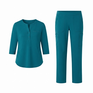 Custom Women Medical <b>Scrubs</b> V Neck Short Sleeve Top <b>Jogger</b> Pants Hospital Nurse Uniform Wholesale Set - Product Image 5