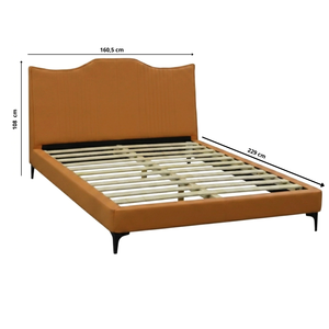 Lit king-size moderne en bois de luxe, magnifiquement recouvert de tissu bouclé blanc, taille personnalisable, construction en bois de pin de haute qualité - Product Image 6