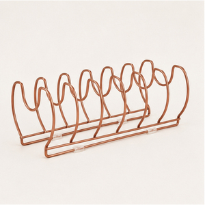Estante de Cocina Moderno con Acabado en Cobre, Organizador de Sartenes y Tapas, Estante de Almacenamiento para Encimera, para Sartenes y Utensilios para Hornear - Product Image 1
