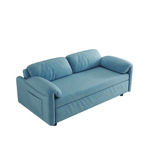 Divano Letto in Velluto Blu da 54 Pollici, un Capolavoro per il Soggiorno con Opzione Letto Estraibile - Product Image 5