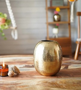 Flared Neck Metal Flower Vase Elegant Open Top Decorative Vase for Living Room Dining <b>Table</b> Home Decor and Gifting Use - Product Image 3