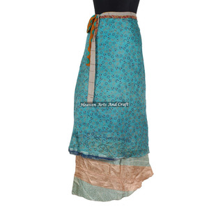 Indian Vintage Silk Saree Wrap <b>Skirt</b> New Girls <b>Boho</b> Gypsy Wraparound Silk <b>Skirt</b> Sarong Long Heaven Arts and Craft - Product Image 6