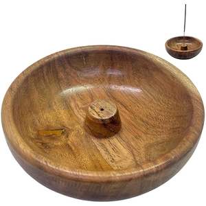 Quemador de Incienso (Agarbatti) de Madera de Acacia con Recolector de Ceniza, Adorno de Aromaterapia y Decoración para el Hogar - Product Image 1