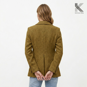 OEM Custom Women Double Breasted <b>Blazer</b> 385gsm Heavy Cotton Twill Jacket Apparel Bulk Clothing Manufacturer - Product Image 3