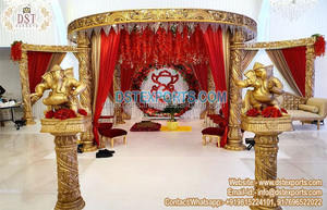 Magnifique Mandap Jodha Akbar au thème Grand Golden, décoration Haveli en bois époustouflante pour mariages indiens, Édition 2026, Événement Australie - Product Image 6