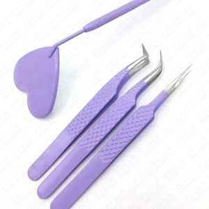 Fast Shipping Eyelash Extension Tweezers & Mirror Set, Solid Color Stainless Steel Lash <b>Tools</b> Wholesale Price With Custom Logo - Product Image 3