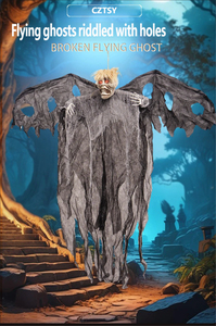 Décoration d'Halloween suspendue, vampire volant à ailes cassées, en plastique, à induction électrique, lumineux, réutilisable et durable, pour une ambiance d'horreur - Product Image 3