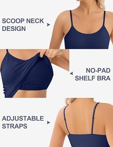 บราในตัว สายปรับได้ บราแบบ Racerback บราผู้หญิง เซ็กซี่ ยืดหยุ่น ชุดนอนแขนกุด บราแบบมีโครง บราไร้ตะเข็บ เสื้อชั้นใน - Product Image 2