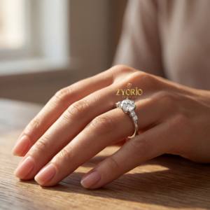 Anillo de Compromiso con Siete Diamantes, Acabado en Oro Blanco, Diamantes Cultivados en Laboratorio, Oro de 14K, Joyería de Moda para Mujer, Regalo para Bodas y Fiestas - Product Image 4