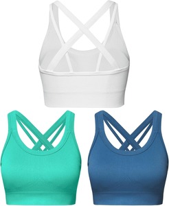 Women High Impact Sports <b>Bra</b> Padded Crisscross Back Strappy Athletic <b>Bra</b> Moisture Wicking Workout Top For Gym Running Yoga OEM - Product Image 1