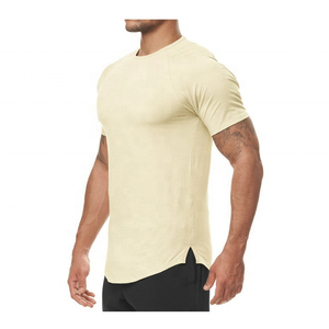 Ropa de calle de alta calidad para entrenamiento en gimnasio, camiseta informal de hip hop de 95% algodón y 5% licra, corte lateral, dobladillo curvo, venta al por mayor - Product Image 5