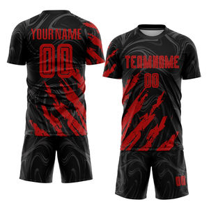 Kit de football personnalisé Elite, ensemble maillot de foot noir et rouge, uniforme d'entraînement professionnel, fournisseur OEM pour commandes en gros - Product Image 3