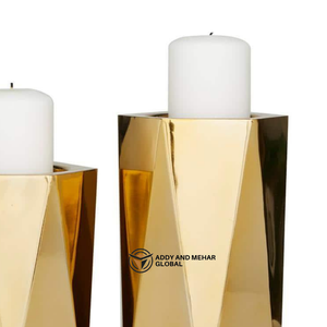 เชิงเทียนทรงเรขาคณิตสีทองหรูหรา ทำจากเรซิ่นรักษ์โลก เหมาะสำหรับตกแต่งบ้าน โรงแรม งานอีเว้นท์ คริสต์มาส และวันวาเลนไทน์ - Product Image 2