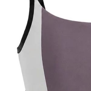 Soutien-gorge de sport pour femme, couleur unie mauve, col rond, sans manches, coupe ajustée, idéal pour la gym, l'entraînement, le fitness et le yoga - Product Image 5