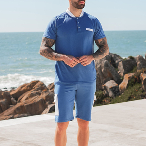 <b>Men's</b> Summer Beachwear Two Piece Set Short Sleeve Crew Neck T <b>Shirt</b> and Casual Shorts Breathable Soft Cotton Fabric Outfit - Product Image 2