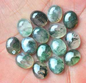 Large Quantity Supplier Natural Green Moss Agate Oval Cabochon Best Grade High <b>Dome</b> Polished For Pendant Earring Production Bulk - Product Image 2