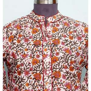 Vestidos Casuales de Oficina para Mujer, 100% Algodón, Hechos a Mano, Tejidos, de Verano y Primavera, Mini, Manga Larga, Cuello Redondo, Estampado Floral, Modernos y Holgados - Product Image 3