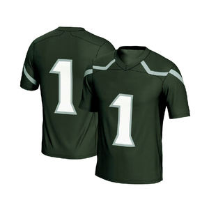Camiseta de Fútbol Americano Sublimada Personalizada, Cuello en V, Manga Corta, Absorbe la Humedad, Número 1 del Equipo, Azul Marino, Malla Transpirable - Product Image 5
