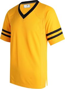 Maillot de sport à sublimation rouge à col en V et manches courtes avec rayures noires, en polyester à séchage rapide, chemise décontractée pour l'été, ODM - Product Image 5