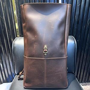 Soft Nappa <b>Leather</b> Roll Top <b>Backpack</b> Lightweight Rucksack For Women Elegant Designer Style Travel Bag LRTB-0146 - Product Image 2