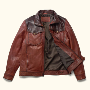 Men’s Vintage <b>Cowboy</b> Leather Jacket – Western Style Real Leather Biker Jacket Supplier - Product Image 4