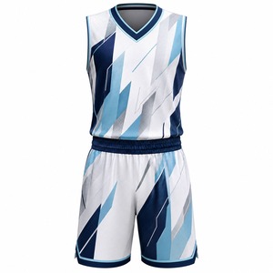 Ensemble de maillots de basket-ball personnalisés sublimés unisexe à manches courtes col en V en maille respirante 100 % polyester pour adultes toutes saisons (avant) - Product Image 1