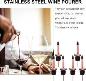 Bouchon verseur conique réutilisable en acier inoxydable pour vin, huile d'olive et vinaigre, avec bouchons anti-poussière hermétiques – Vente en gros - Product Image 4