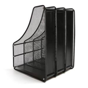 Organisateur de dossiers de bureau en maille métallique noire à 3 compartiments - Parfait pour organiser les documents du bureau et de l'école - Product Image 3