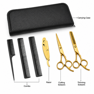 Kit de ciseaux de coiffure professionnels avec lames en acier inoxydable, pointe acérée, pour droitiers, manche long, usage en salon - Product Image 4
