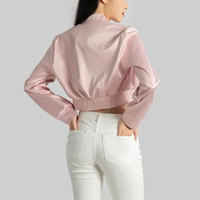 Blouson bomber court en satin personnalisé pour femme avec logo brodé sur mesure - Vêtement d'extérieur personnalisable OEM