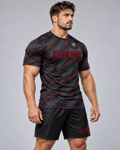 Conjunto de Camiseta de Fútbol para Hombre CLAW INTL, Negro y Rojo, Impresión Sublimada, Transpirable, Manga Corta, Cuello Redondo, Poliéster - Product Image 2