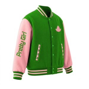 Chaqueta Varsity Personalizada para Mujer, Modelo OEM 2026 Alpha, Bordado Alpha, 100% Lana, Impermeable y Ecológica - Product Image 2