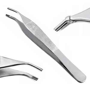 T/C Adson Plastic Surgery Forceps 4.75" (12cm ) Straight Fine Point with Tungsten Carbide <b>Half</b> Gold Plated Custom Color Options - Product Image 2