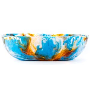 Resin Salad <b>Bowl</b> Green White Swirl Marble Pattern Round Fruit <b>Snack</b> <b>Bowl</b> Polished Lightweight Modern Luxury Design for Party Use - Product Image 4