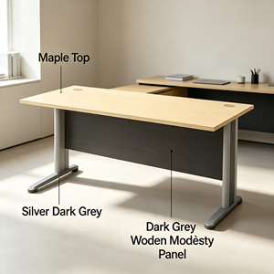 Bureau rectangulaire moderne en érable, design contemporain, plateau en bois durable, mobilier de bureau à domicile, autoportant, assemblage requis - Product Image 6