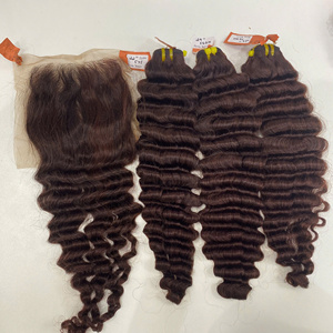 Cabello de donante humano crudo de alta calidad Cabello alineado con cutícula humana vietnamita para mujeres Onda profunda Penny Brown Precio al por mayor de fábrica - Product Image 1