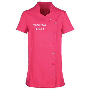 Tunique personnalisable en faux lin respirante et écologique pour infirmières, uniformes brodés pour spa, salon de beauté, travail hospitalier, femmes - Product Image 1