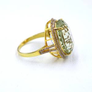 Anillo de Plata de Ley 925 Chapado en Oro con Amatista Verde Natural y Diamantes, Anillo de Regalo con Piedras Preciosas para Mujer - Product Image 4