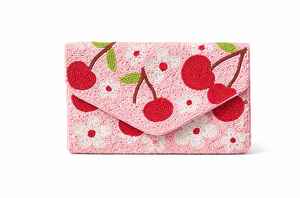 Bolso de Mano de Lujo Hecho a Mano con Cuentas de Cereza, Diseño de Frutas Adorable para Mujer, Cartera de Noche Clásica de Diseñador, Bordado Artesanal Premium - Product Image 4