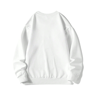 Sudadera Blanca de Cuello Redondo para Hombre, Manga Larga, Informal, Suave y Cómoda, con Puños y Dobladillo Acanalados, Estilo Básico Urbano, para Uso Diario, Talla XS - Product Image 1