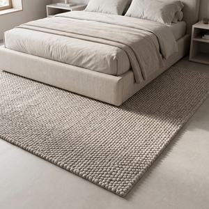 Tapis exclusif en laine bouclée tissée à la main, antidérapant, texturé, fait main, pour salon moderne, chambre et maison - Product Image 3