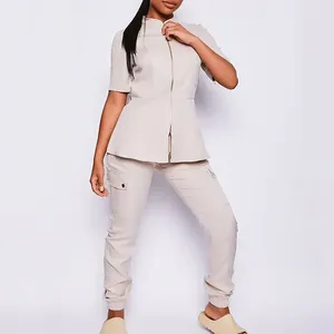 Ensemble d'uniformes d'infirmière en denim respirant et confortable avec fermeture éclair pour femmes, vêtements de travail médicaux pour hôpital NEON SPORTS Needle - Product Image 1